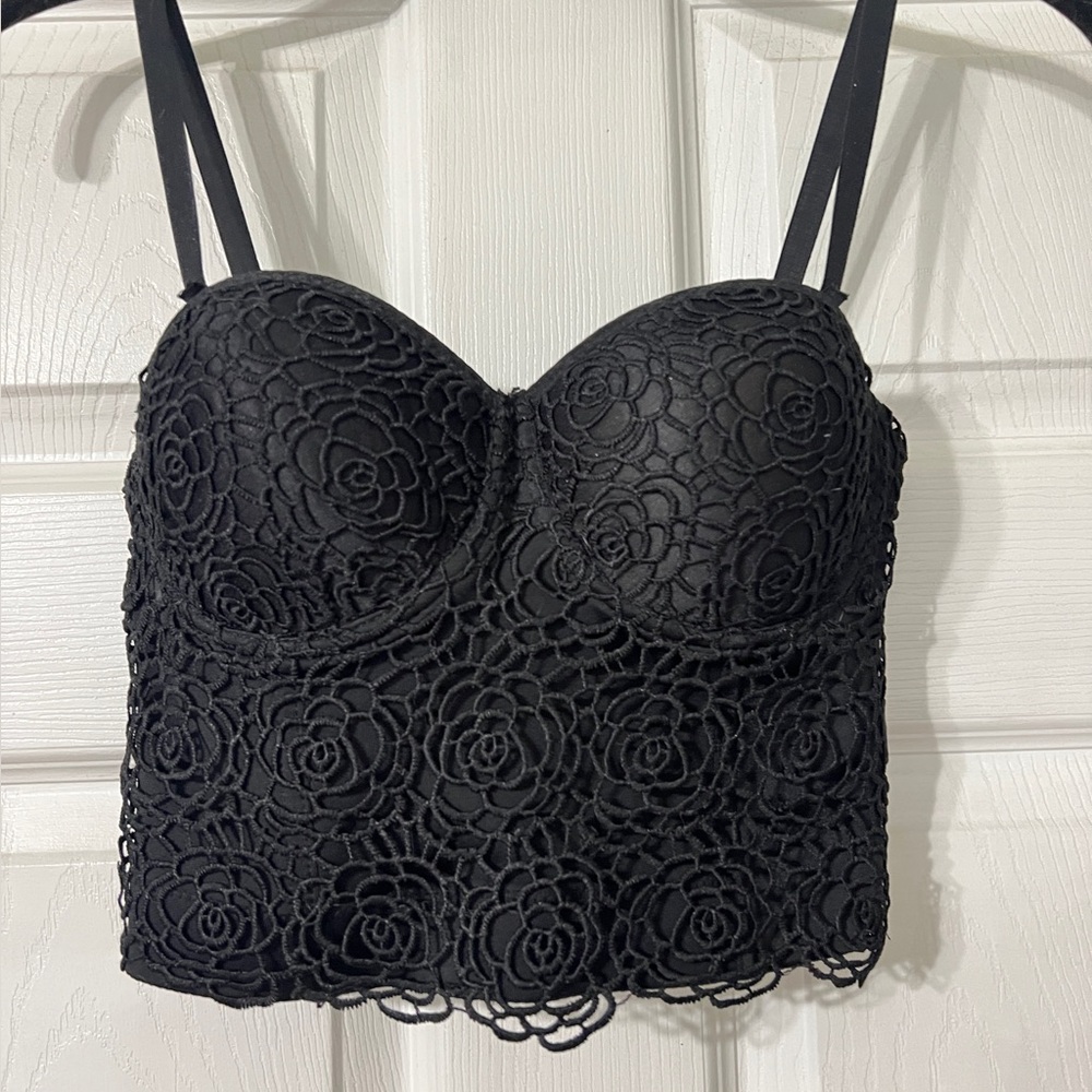 Black Lace Bustier Top